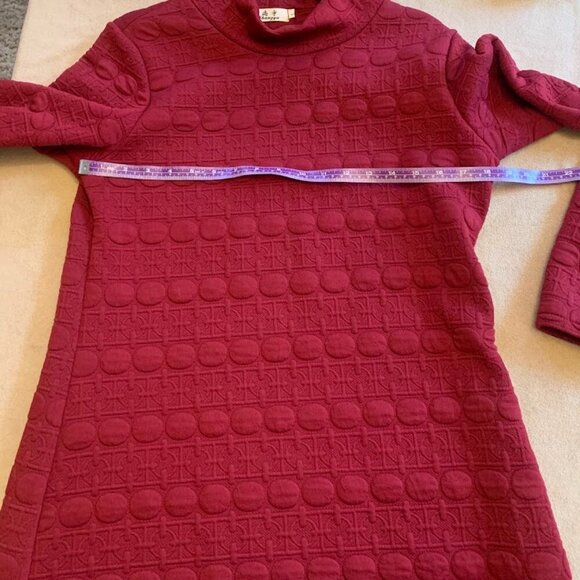 Shangyu Deep Red Mock Turtleneck Quilted Dress - Size L - Picture 7 of 8